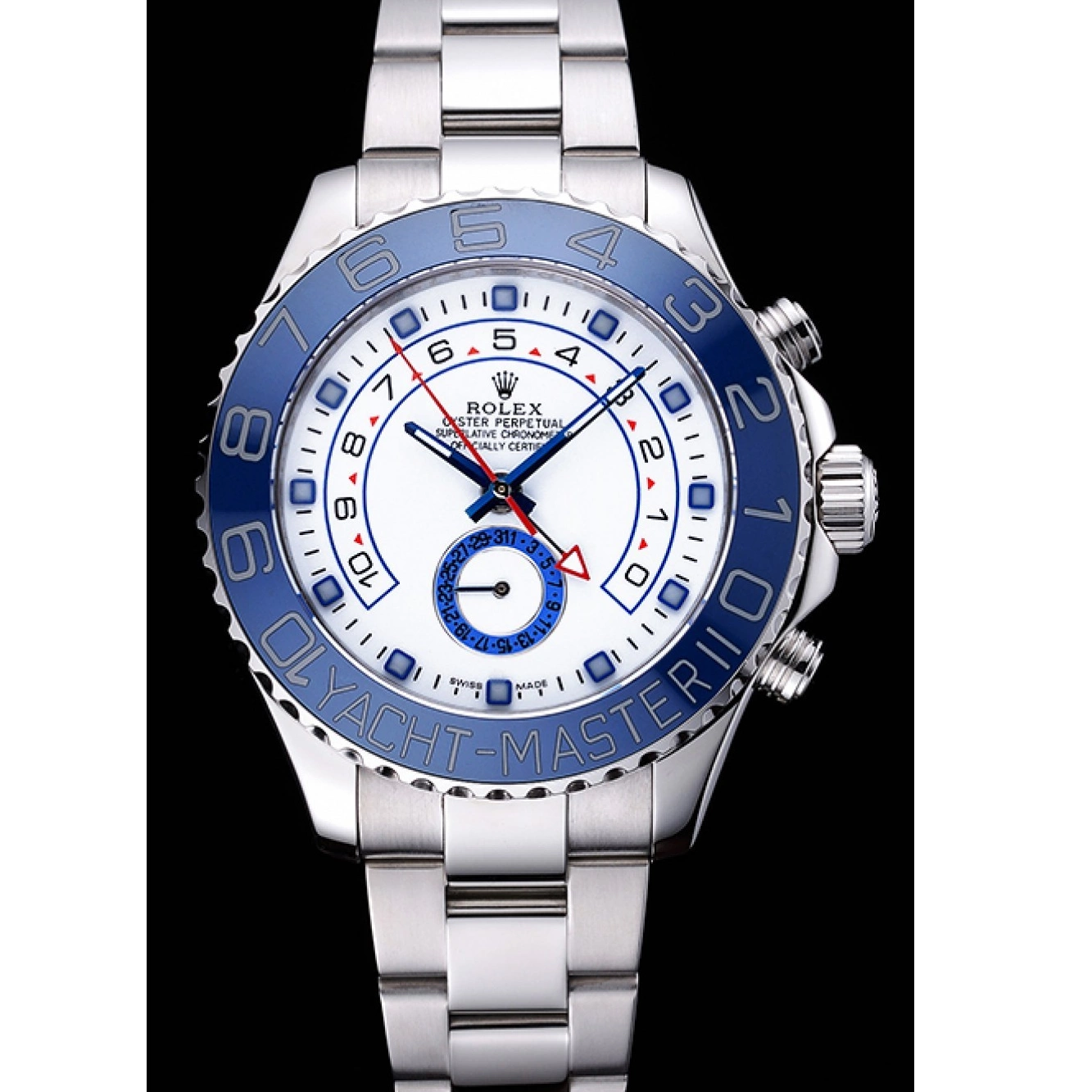 Aaa replica watch White Dial Bracelet Rolex Bezel Steel 622269 Blue Stainless Master II Yacht 0514
